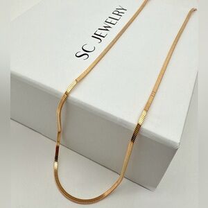 Herringbone Snake 1.7mm Chain Necklace 18k Gold Plated Luxury Jewelry